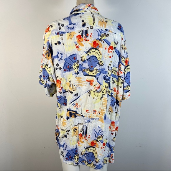 Vintage Jams World Blue and Orange Thailand Eastern Abstract Shirt XL - Picture 5 of 9